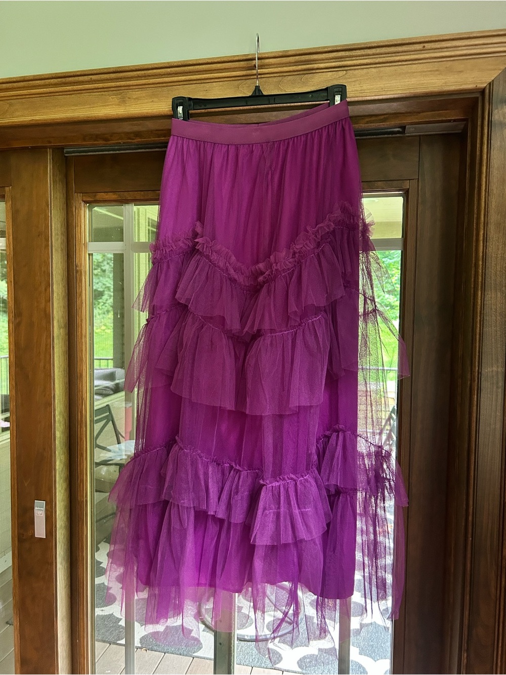Chicwish Fuchsia Tiered Tulle Ruffle A-Line Skirt